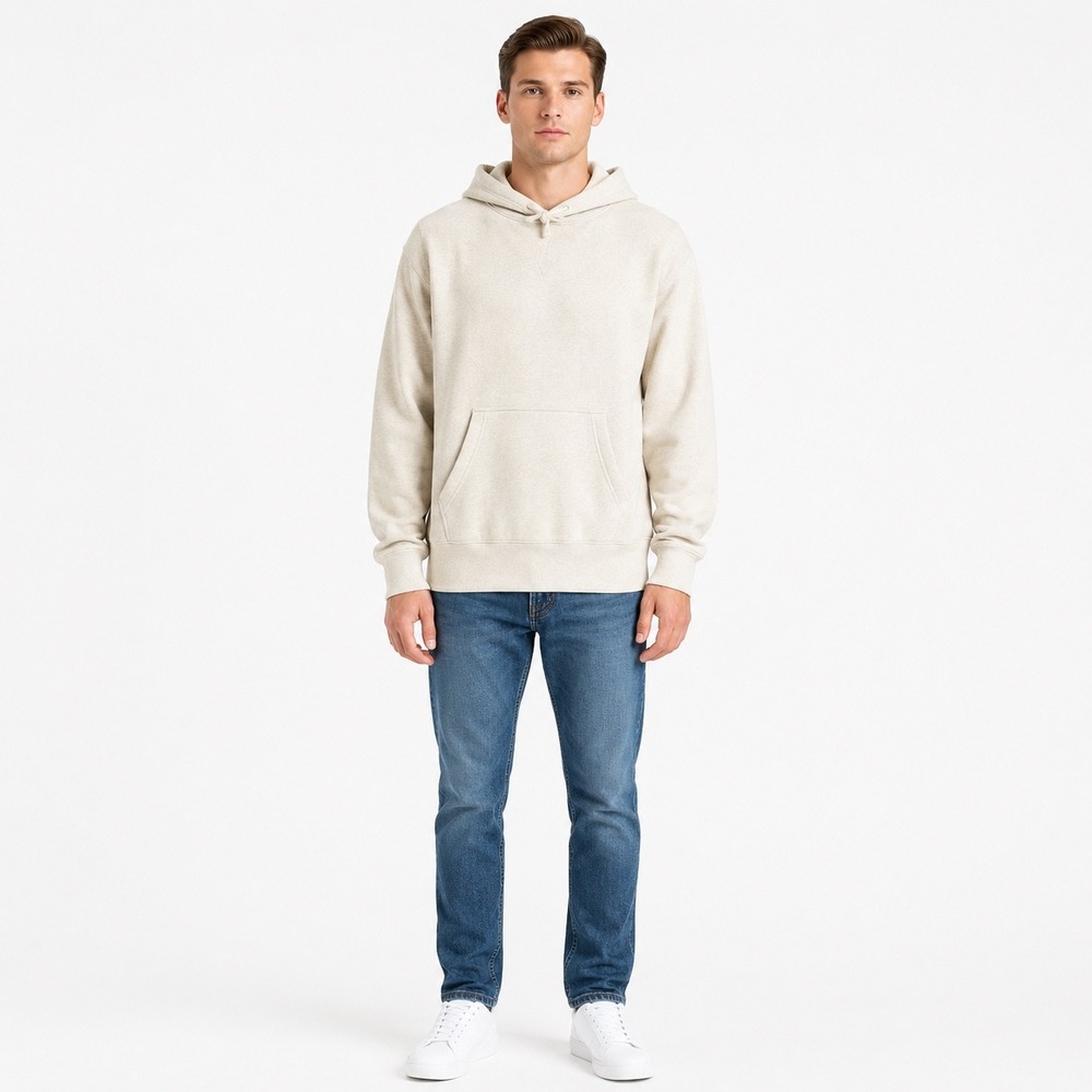 NWT Buck Mason Welterweight Hooded Sweatshirt Heather Oat Medium Unisex Luxury